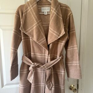 Rachel Zoe Camel Plaid Wrap Coat